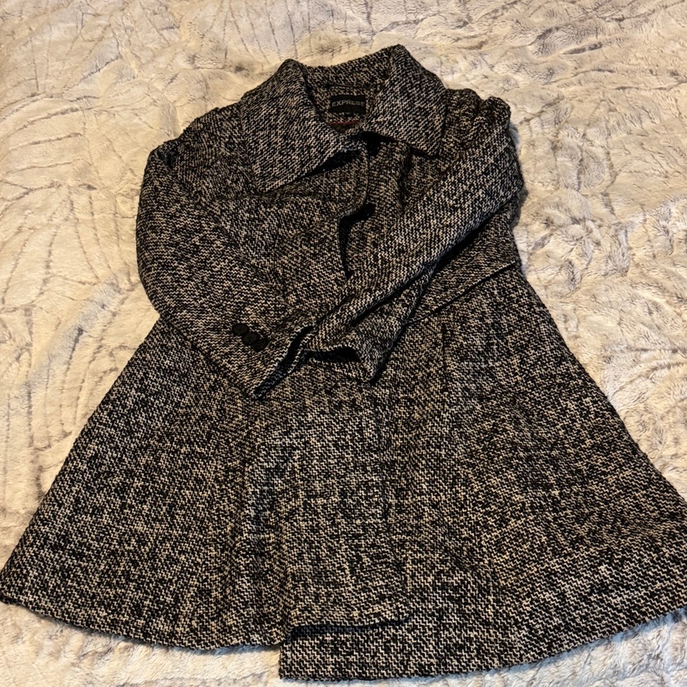 Express Charcoal and White Trench Coat
